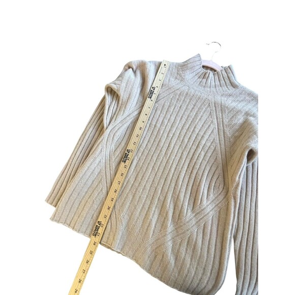 C by Bloomingdales Ribbed Mock Neck Women's Sweater Cashmere Size XS Neutral - Picture 9 of 10